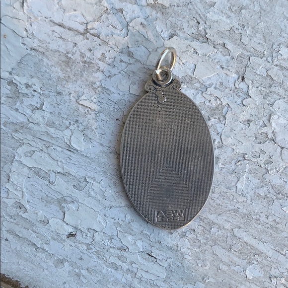 Vintage Sterling Saint Mary Pray for Us Pendant - Picture 9 of 16